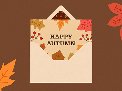 Autumn Card and Envelope Design autumn card design envelope fall for sale forest graphic design illustration leaf leaves nature season vector