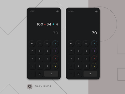 Daily UI Challenge Day 004 calculator calculator ui daily 100 challenge dailyui dailyuichallenge dark theme designer neomorphism uiux