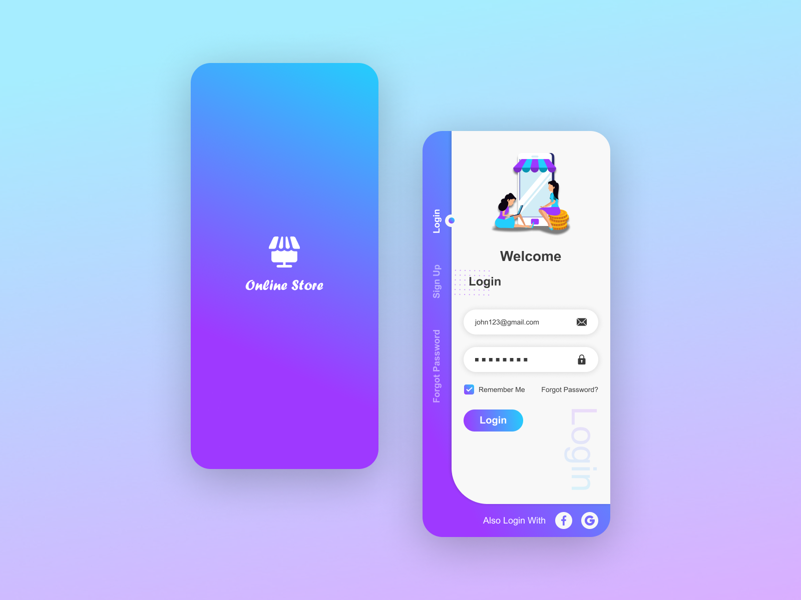 Online Store Login Screen UI Design Mockup by DiviCreations on Dribbble