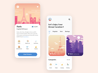 Travel Mobile App UI Mockup Design app design graphic design illustration mobile aap ui mobile ui ui ux vector