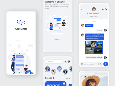 ChitChat App Mobile UI Design Mockup app design graphic design illustraion mobile aap ui mobile ui ui ux vector