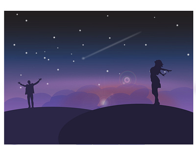 Shooting Star? gradient human silhouette sky star vector