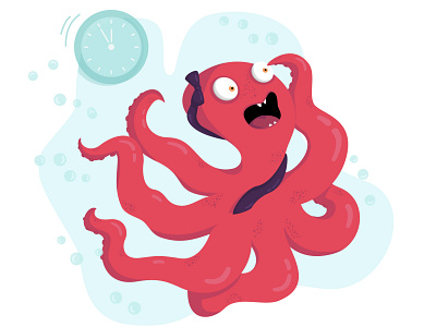 Late octopus design flat illustration minimal vector