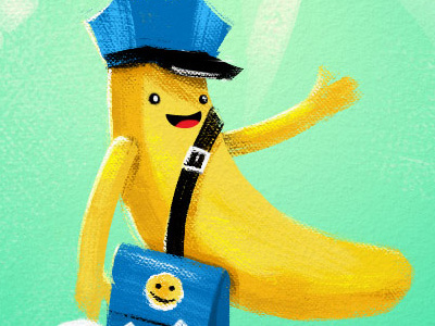 Debut posters ad app banan character debut design illustration lettering photoshop poster