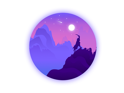 Night at The Mountain design flat illustration vector