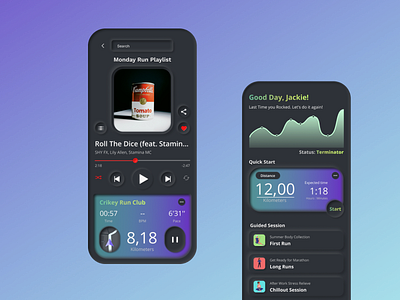 Music & Running App mobile app mobile ui neomorphic neomorphism ui ux uxdesign