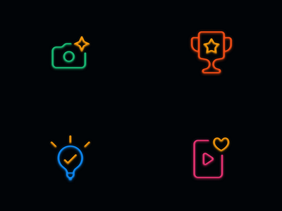 3D Neon effect icons