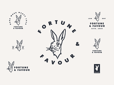 Fortune & Favour Lockups animal branding favor favour fortune grit hand hare heritage identity illustration lockups logo luck lucky rabbit texture