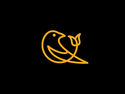 Unused 2 of 3 bird branding finch flower identity logo minimalist monoline rejected single line tulip unused yellow