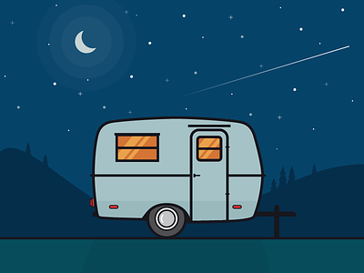 Boler boler camping illustration night outdoors scamp stars trailer