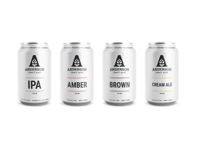 Anderson Craft Ales Lineup beer branding brewery can canada craft beer hops identity logo minimalism packaging