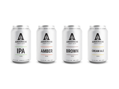 Anderson Craft Ales Lineup beer branding brewery can canada craft beer hops identity logo minimalism packaging