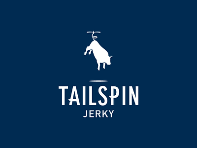 Tailspin Jerky beef jerky branding bull cow flying identity jerky logo spin tailspin