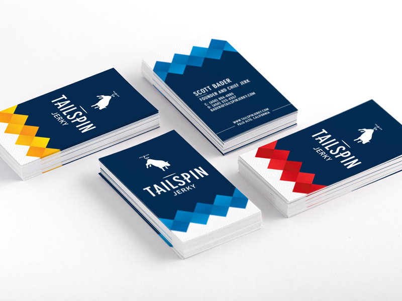 Tailspin Card mockup beef cow bull jerky tailspin branding collateral stationery business cards
