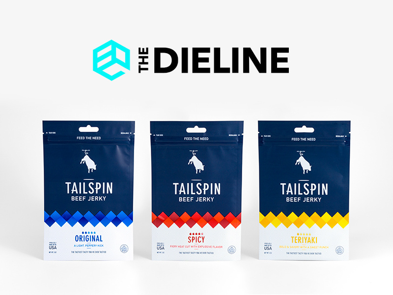 The Dieline Feature the dieline spicy package design packaging identity cow bull flying tailspin jerky beef jerky branding