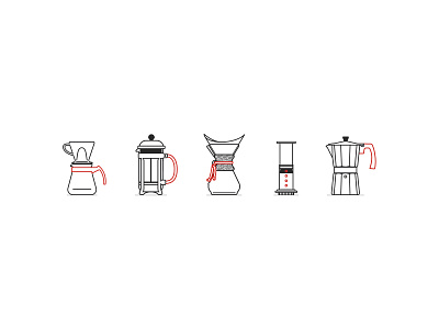 Coffee Icons aeropress brewing carafe chemex coffee french press icons minimal moka pot pour over slow wave coffee