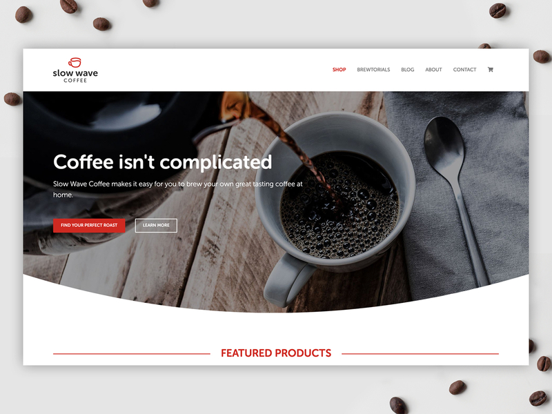 Slow Wave Coffee Website branding cafe chemex coffee cup french press identity landing page logo roaster website