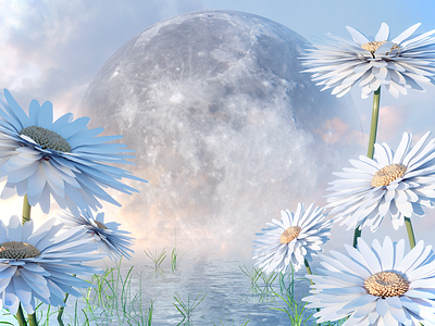 Moonflower Composite Low 3d 3d art 3dartist blender3d dailyrender design landscape render surreal surrealism