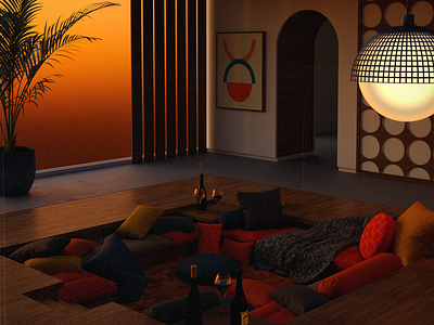 The Morning 3d 3d art architecture blender3d interior mid century modern render surreal surrealism