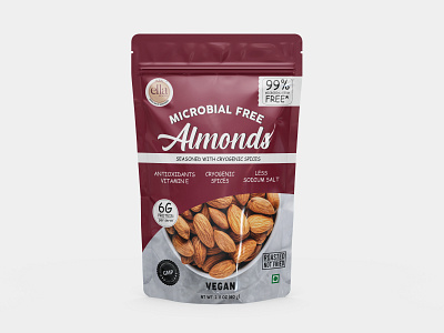 Almonds Package Mockup almonds design food packagedesign packaging packaging design snacks vegan