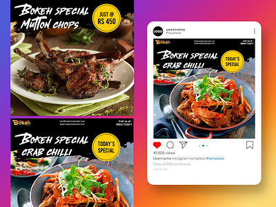 Social Media Design crab design food foodie instagram instagram post instagram template mutton restaurant social media social media design socialmedia template