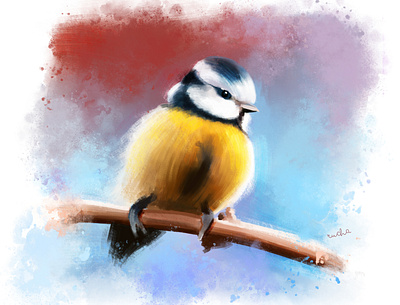 Yellow birdie digital art digital artist digital painting illustration