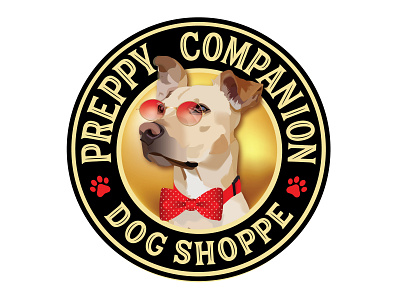 Preppy realistic with red bow dog shoppe dog supplies dog with glasses