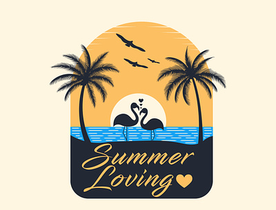 Summer Loving artwork beach couple design flamingo graphic illustration illustrator image love lovers summer vector