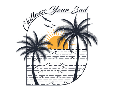Chillness Your Sad artwork beach bird design graphic illustration illustrator image ocean panorama panoramic seas summer sun sunset vector