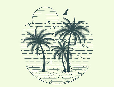 Summer Beach Scenery artwork beach bird design graphic illustration illustrator image summer vector