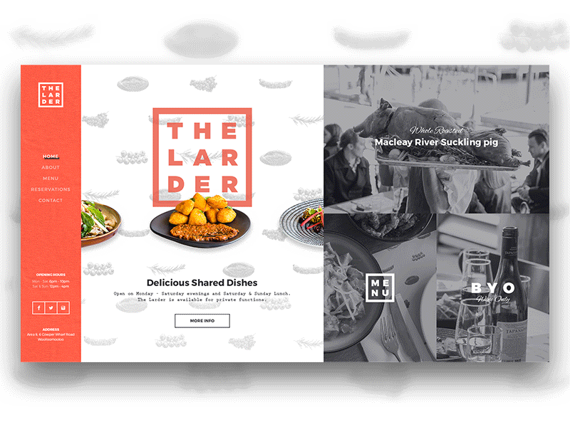 Restaurant - final desktop version fullscreen responsive restaurant sidebar ui ux web design