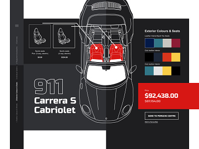 911 Carrera S Cabriolet 911 branding cabriolet car figma illustration porsche ui vector web design