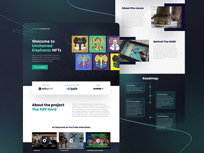 Unchained Elephants NFTs Collection crypto home page landing landing page nft nft collection nfts ui user experience user interface web web design website website design website interaction