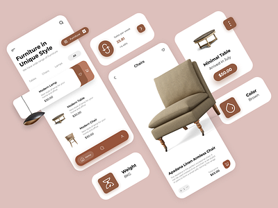Furniture Mobile App Design design flat furniture minimal mobile ui