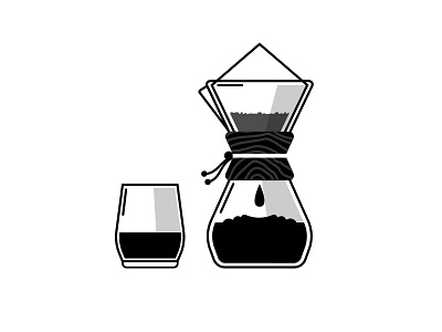 Chemex brewing chemex coffee filter illustration monochrome