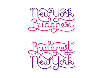 Round-trip ticket budapest hungary lettering ligature new york travel typography usa wanderlust