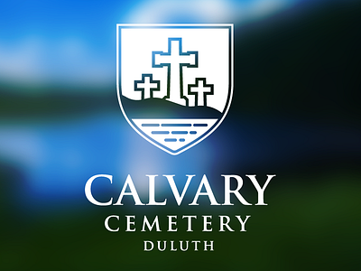 Calvary Cemetery Logo catholic cemetery crest logo shield