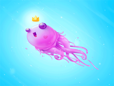 3D GIF ( Queen jellyfish ) 3d 4d ae after animal animated animation character crown effect gif illustration inspiration jellyfish krol krolone queen russia sea wiggle