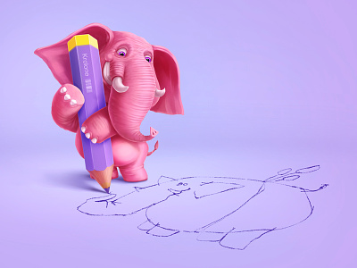 Dream (x2) 2d 3d animal art denis digital elephant eye illustration inspiration jungle krasavchikov krol krolone light mommouth pen pencil realizm sketch violet