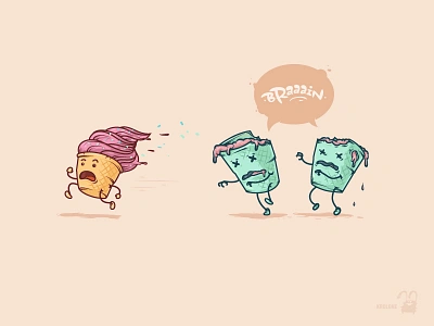 ice cream zombies (x2) 2d brain brush calligraphy candy character cream curve denis draw font fun green horror ice identity illustration illustrator inspiration krasavchikov krol krolone lettering print story sweet type typography vector zombies