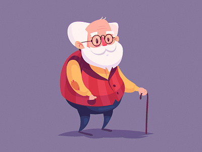 Grandpa 2d cartoon character free game grandfather grandpa illustration krol morqua old old man smile vector