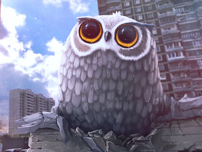 Owl (2x) 2d animal bird character eye illustration krol krolone owl realizm render texture