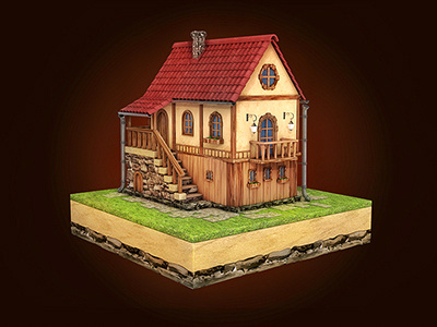 Country house building cute game house icon illustration krol metal sketch textures tiny wood