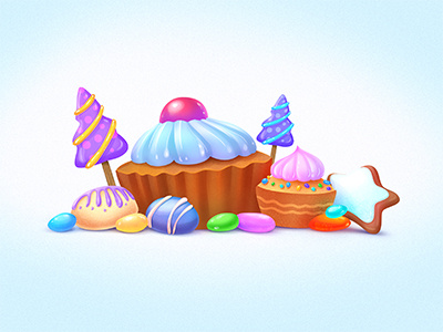 Sweets (game app) app cake candy food game icon illustration krol paper pencil sketch sweet