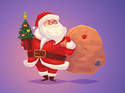 Santa cartoon character christmas claus cute happy illustration merry new santa vector year