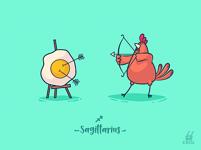 Sagittarius cartoon character christmas cock cute design funny game new print rooster year
