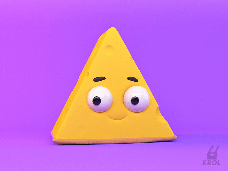 Cheese character 2d 3d animated animation cartoon character cheese emoji gif illustration loop smile