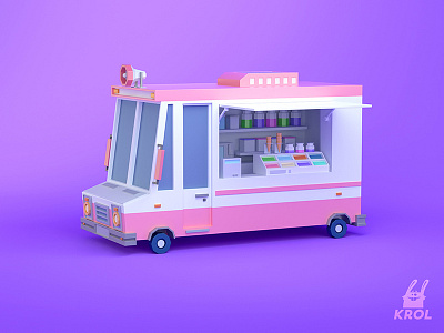 Ice-cream truck 3d 4d c4d car cream ice illustration low lowpoly octane poly truck