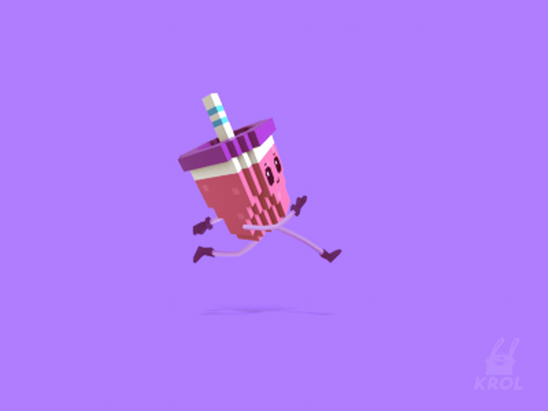 Smoothies run 3d after effect catroon character cycle gif hipster iso isometric loop run voxel