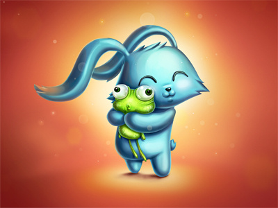 Hugs free frog hug illustration krol krolone love rabbit smile